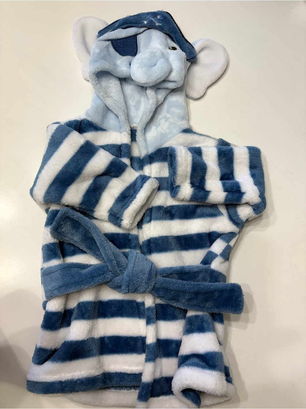 Striped Plush Infant Elephant Bath Robe size up to 9 months